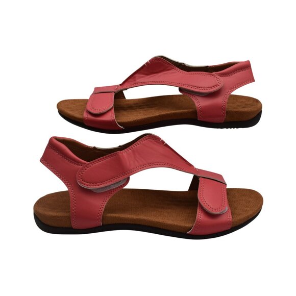 Womens Pink Open Toe Sandals With Velcro Strap Closure Size 10 - Picture 4 of 5